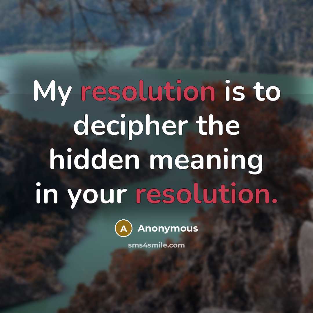 “My resolution is to decipher the hidden meaning in your resolution.” quote by Anonymous