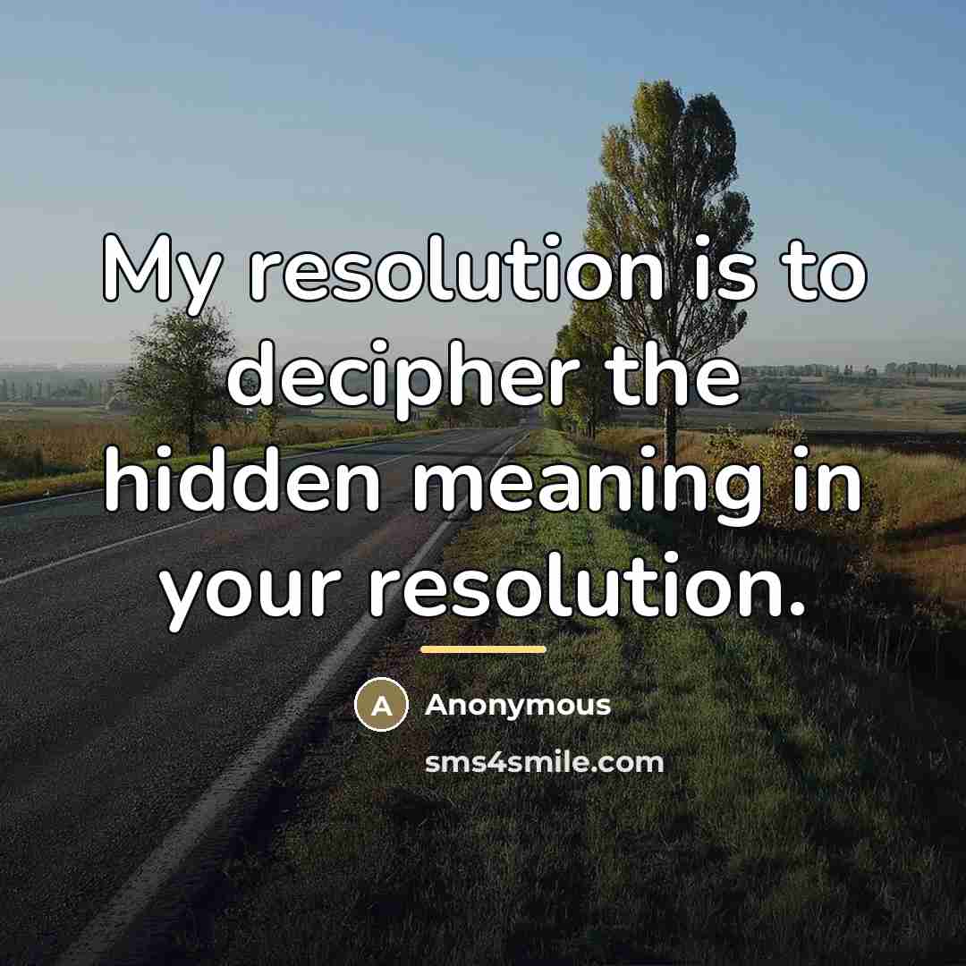 “My resolution is to decipher the hidden meaning in your…” quote by Anonymous