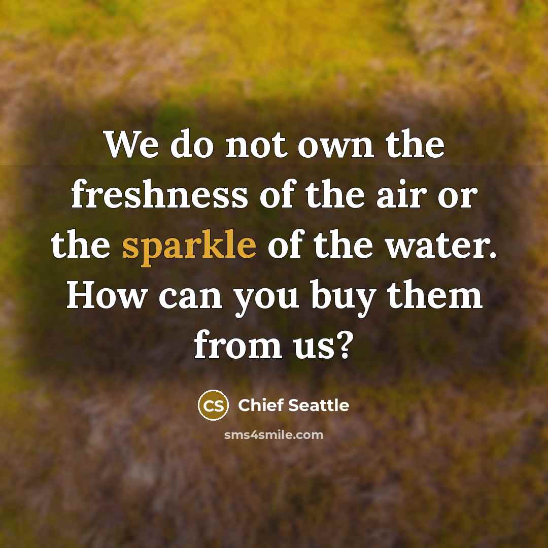 “We do not own the freshness of the air or…” quote by Chief Seattle