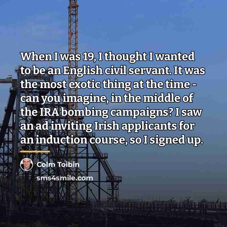 “When I was 19, I thought I wanted to be…” quote by Colm Toibin