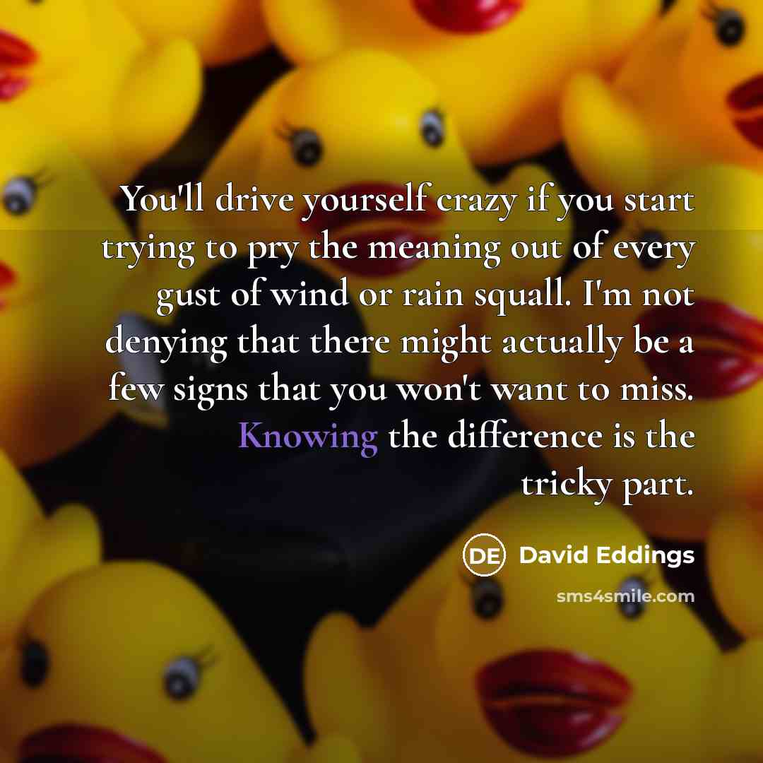 “You'll drive yourself crazy if you start trying to pry…” quote by David Eddings