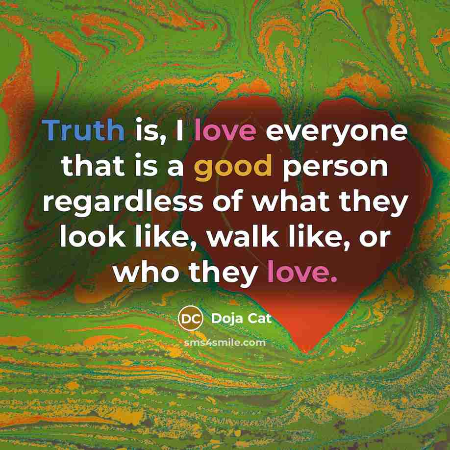 “Truth is, I love everyone that is a good person…” quote by Doja Cat