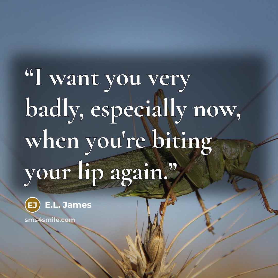 “I want you very badly, especially now, when you're biting your lip again.” quote by E.L. James