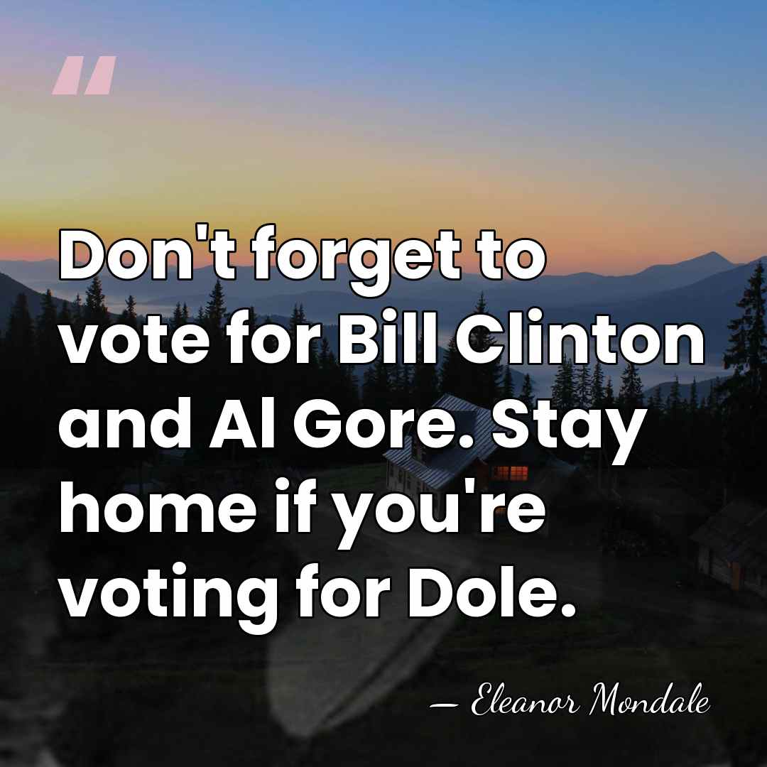 Don't forget to vote for Bill Clinton and Al Gore. Stay home&hellip; - Eleanor Mondale