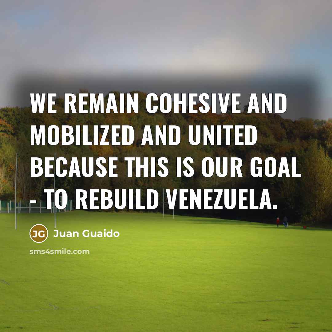 “We remain cohesive and mobilized and united because this is…” quote by Juan Guaido