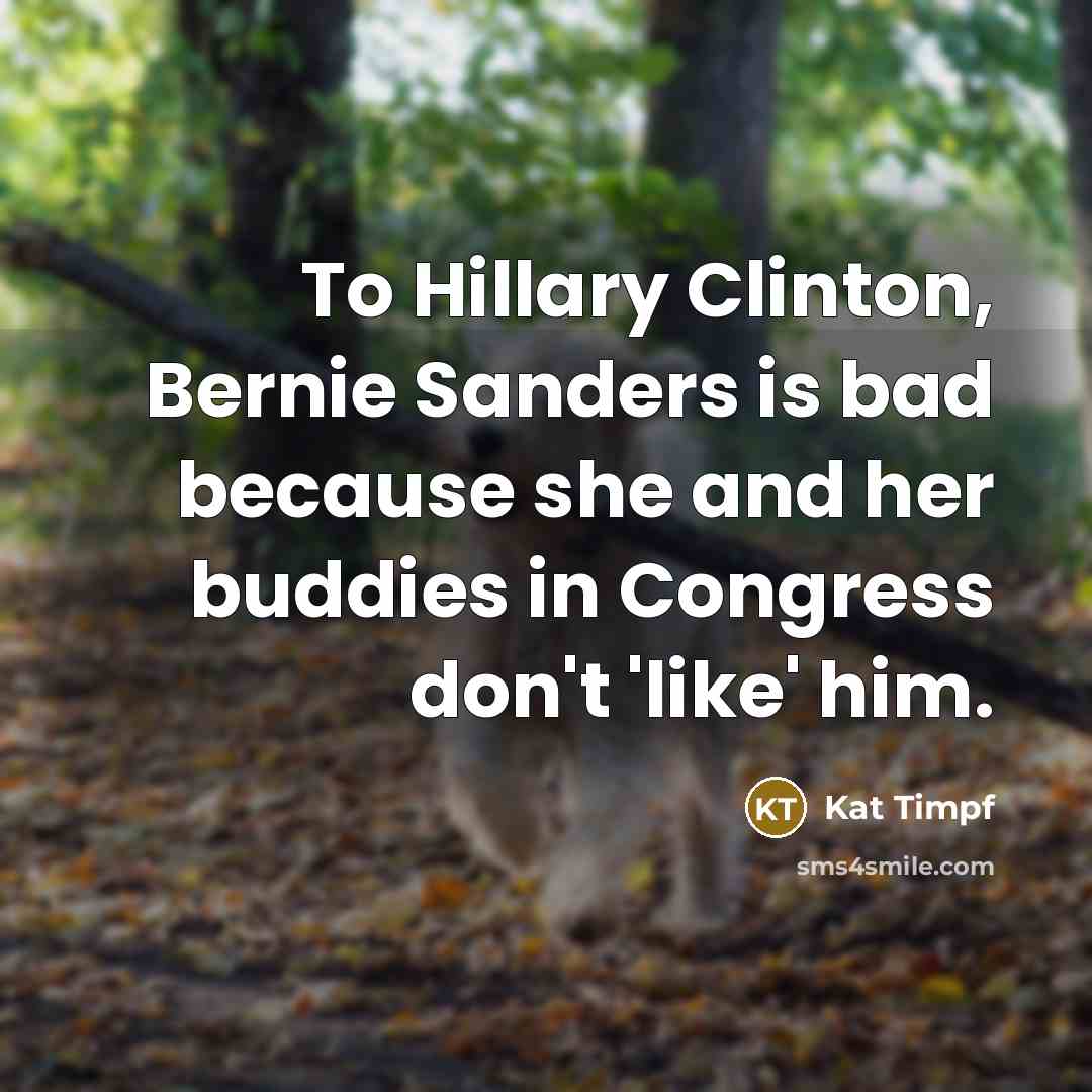 “To Hillary Clinton, Bernie Sanders is bad because she and…” quote by Kat Timpf