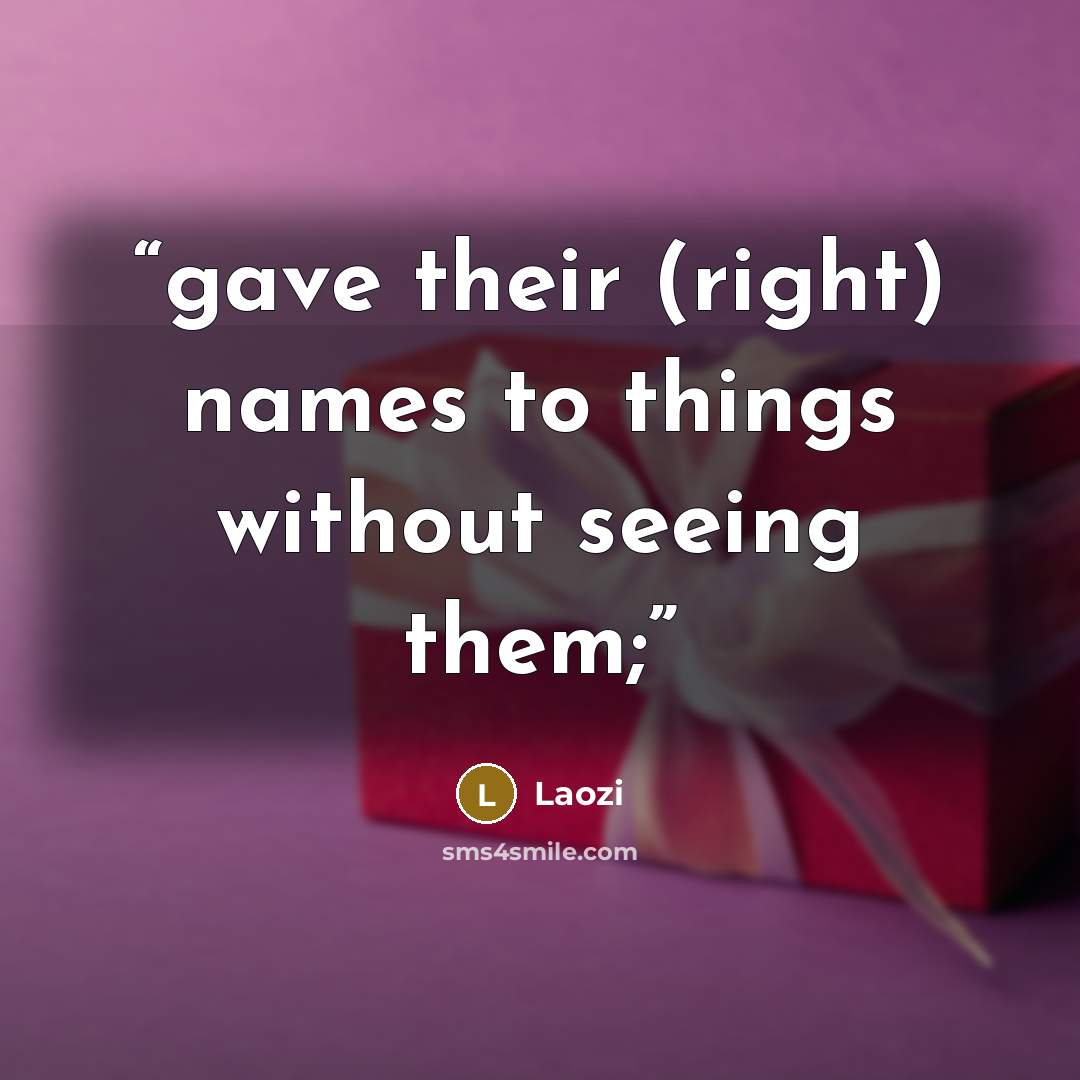“gave their (right) names to things without seeing them;” quote by Laozi