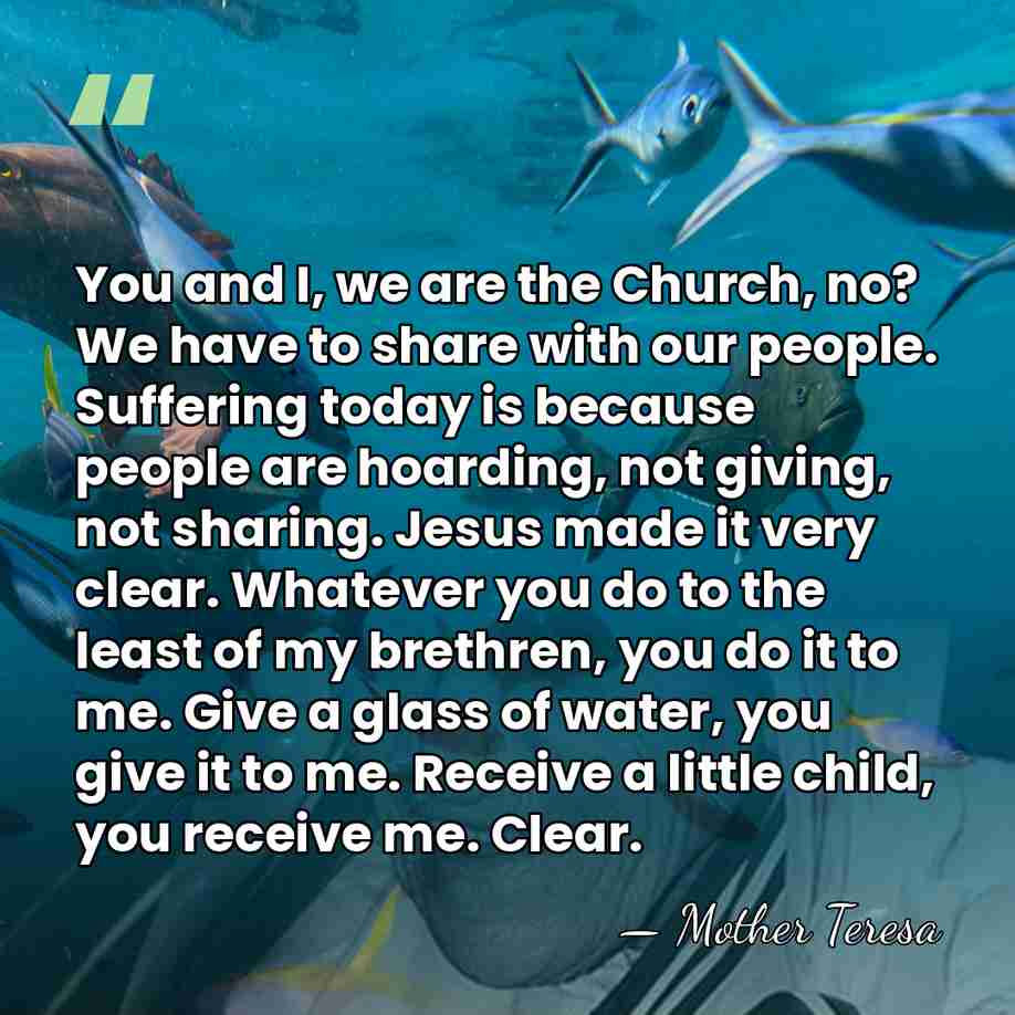 You and I, we are the Church, no? We have to share&hellip; - Mother Teresa