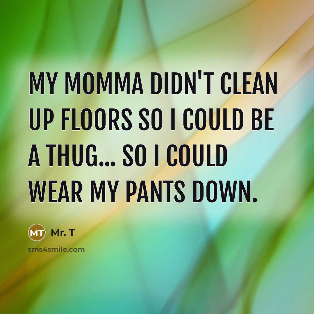 “My momma didn't clean up floors so I could be…” quote by Mr. T