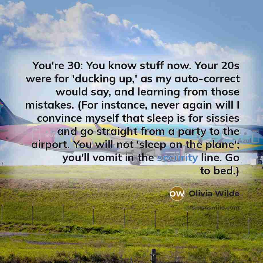 “You're 30: You know stuff now. Your 20s were for…” quote by Olivia Wilde