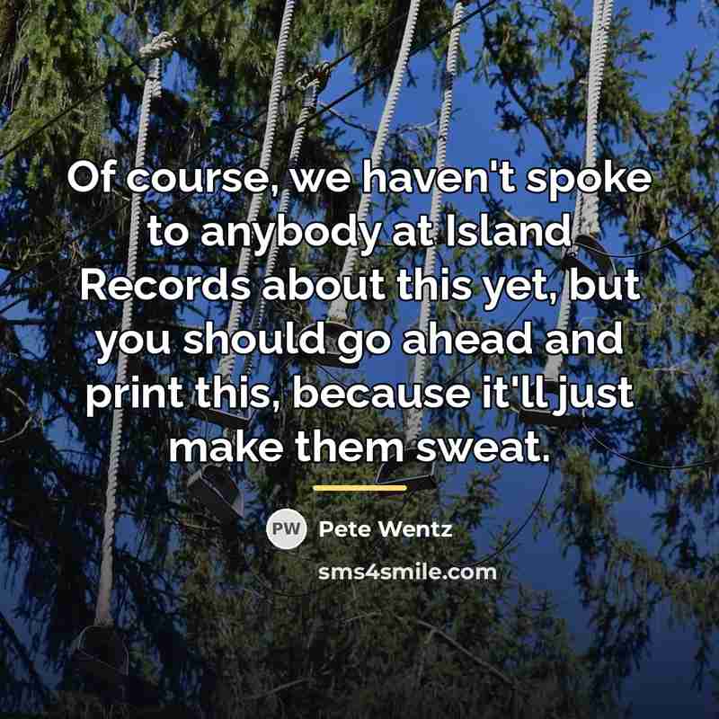 “Of course, we haven't spoke to anybody at Island Records…” quote by Pete Wentz