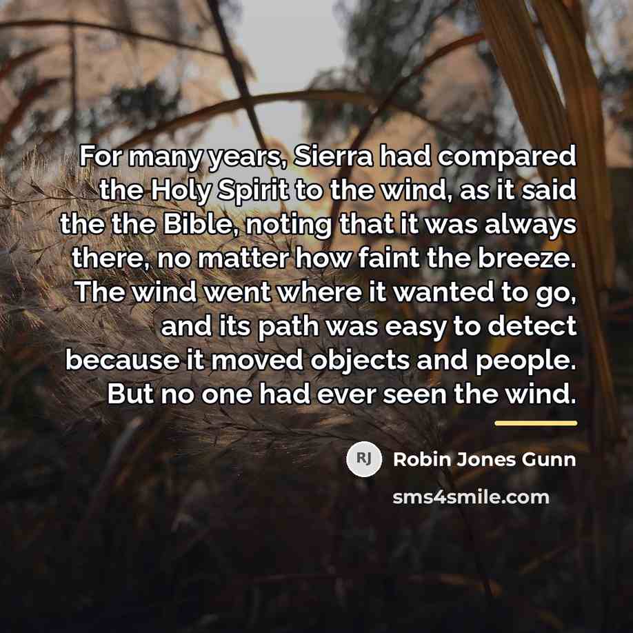 “For many years, Sierra had compared the Holy Spirit to…” quote by Robin Jones Gunn