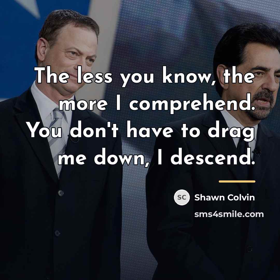 “The less you know, the more I comprehend. You don't…” quote by Shawn Colvin