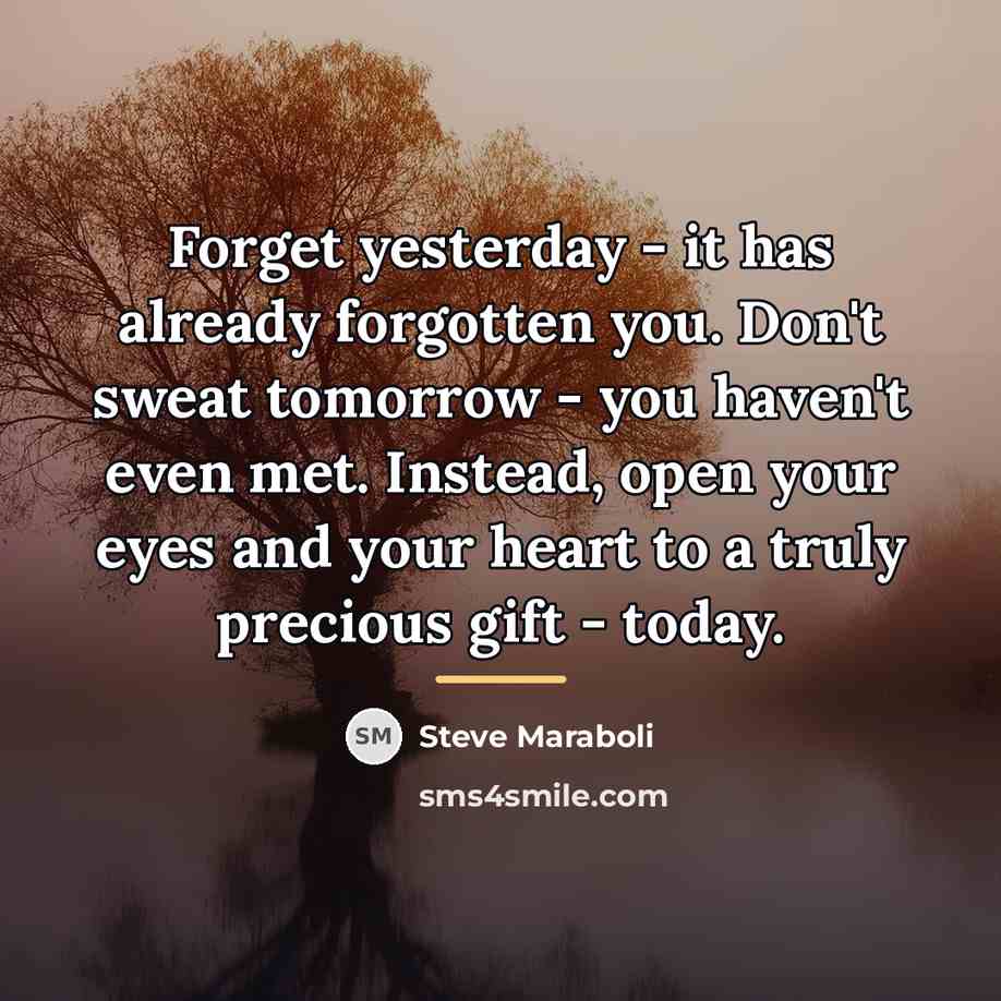 “Forget yesterday - it has already forgotten you. Don't sweat…” quote by Steve Maraboli