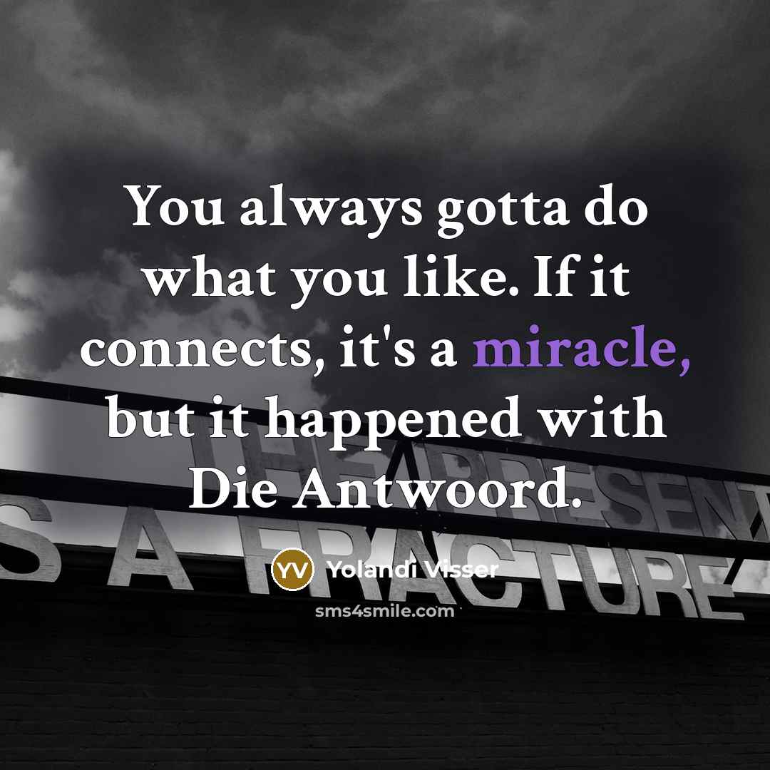 “You always gotta do what you like. If it connects,…” quote by Yolandi Visser