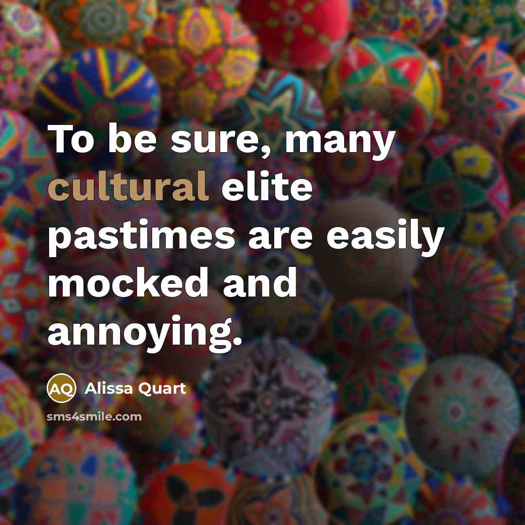 “To be sure, many cultural elite pastimes are easily mocked…” quote by Alissa Quart