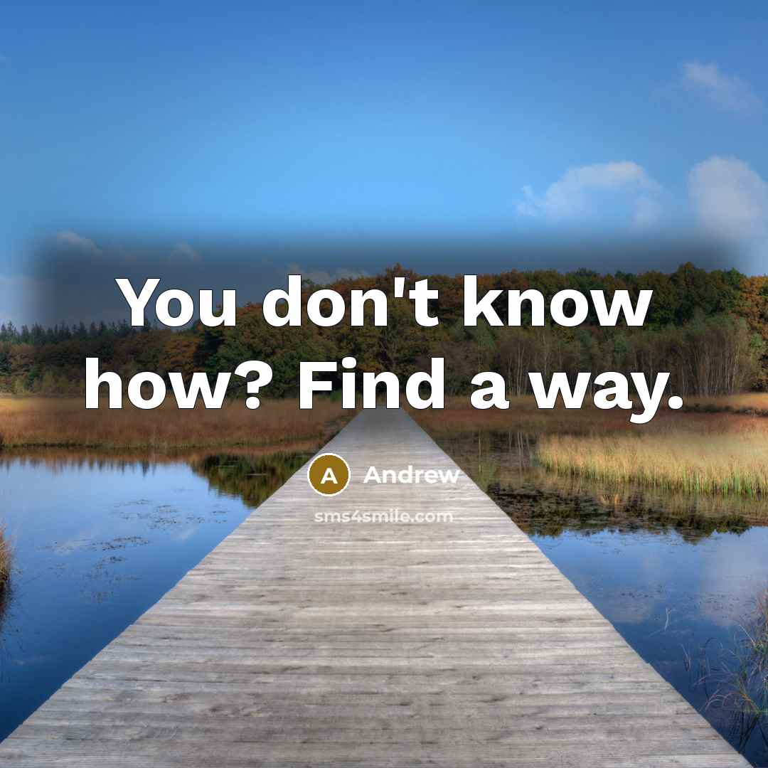 “You don't know how? Find a way.…” quote by Andrew