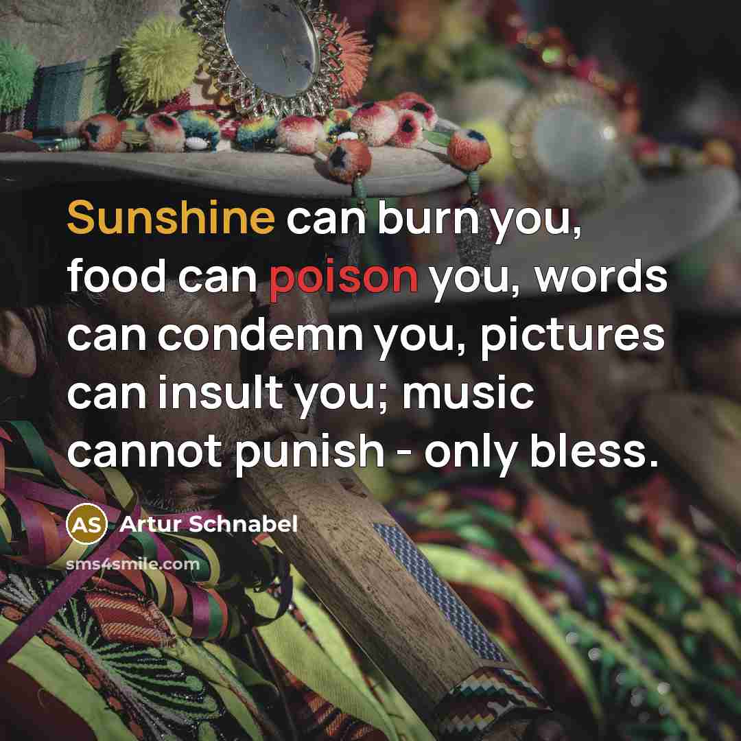 “Sunshine can burn you, food can poison you, words can…” quote by Artur Schnabel