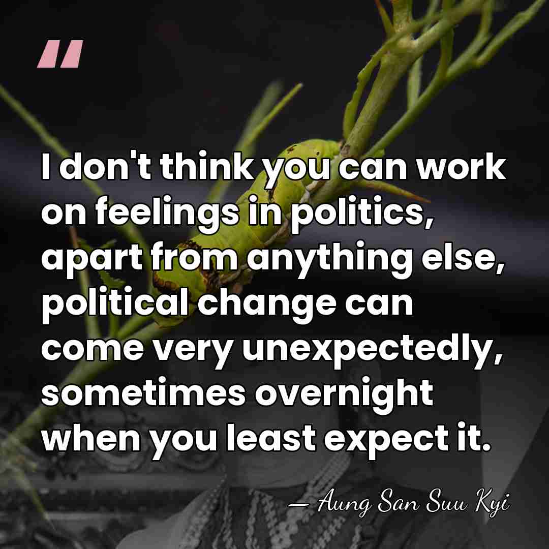 I don't think you can work on feelings in politics, apart from&hellip; - Aung San Suu Kyi