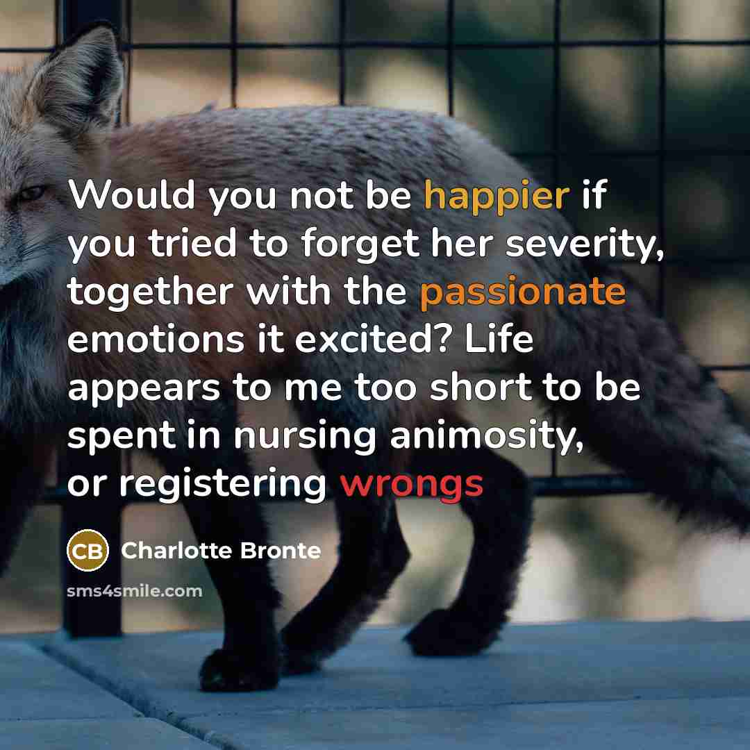 “Would you not be happier if you tried to forget…” quote by Charlotte Bronte