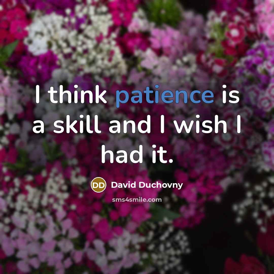 “I think patience is a skill and I wish I had it.” quote by David Duchovny