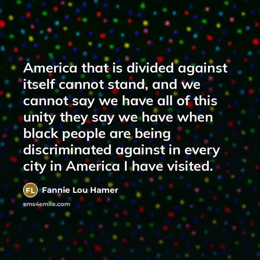 “America that is divided against itself cannot stand, and we…” quote by Fannie Lou Hamer