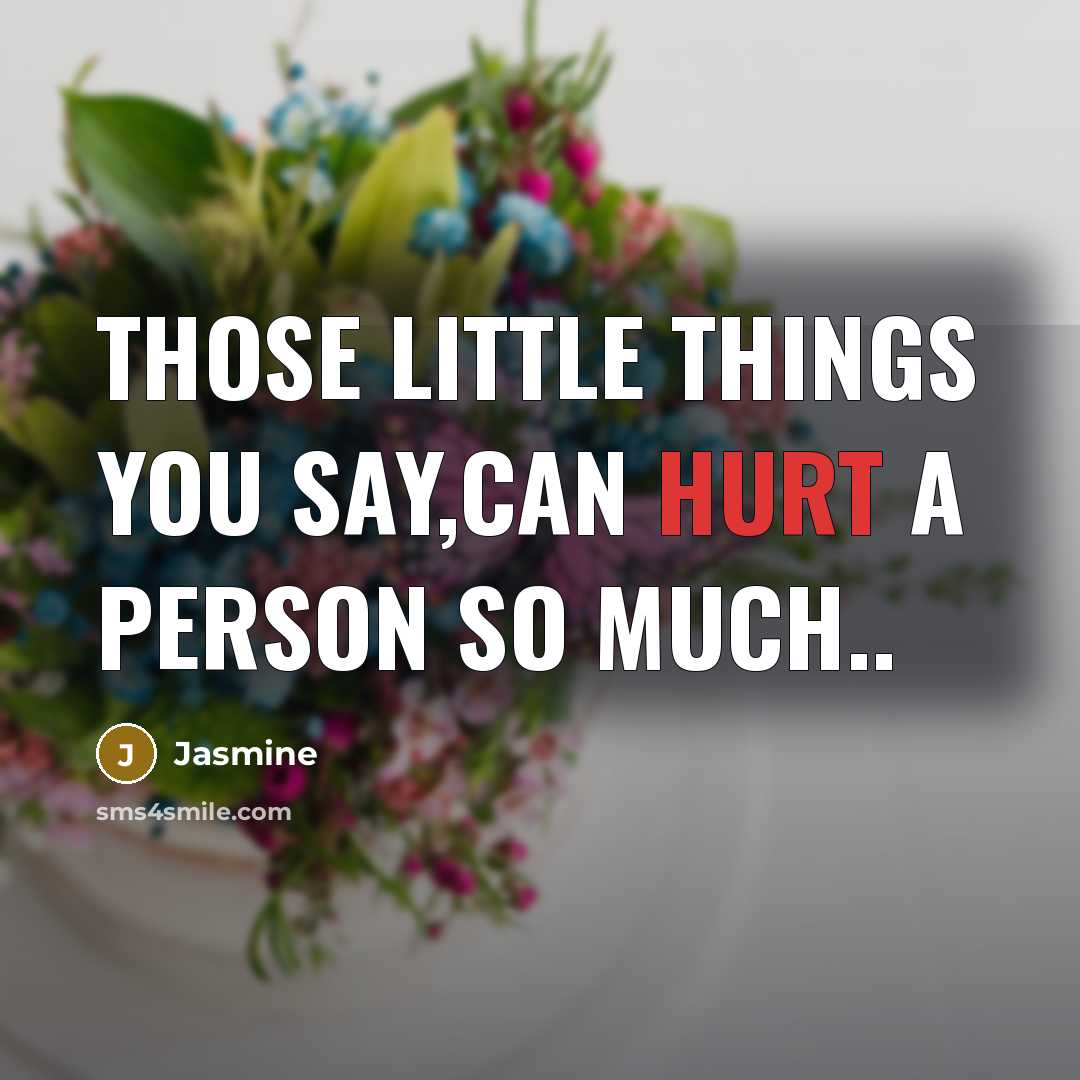 “Those little things you say,Can hurt a person so much..…” quote by Jasmine