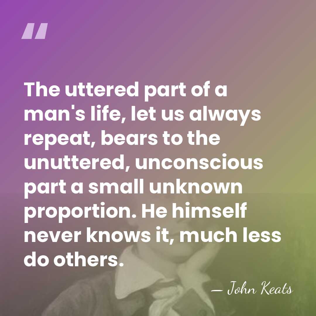 The uttered part of a man's life, let us always repeat, bears&hellip; - John Keats
