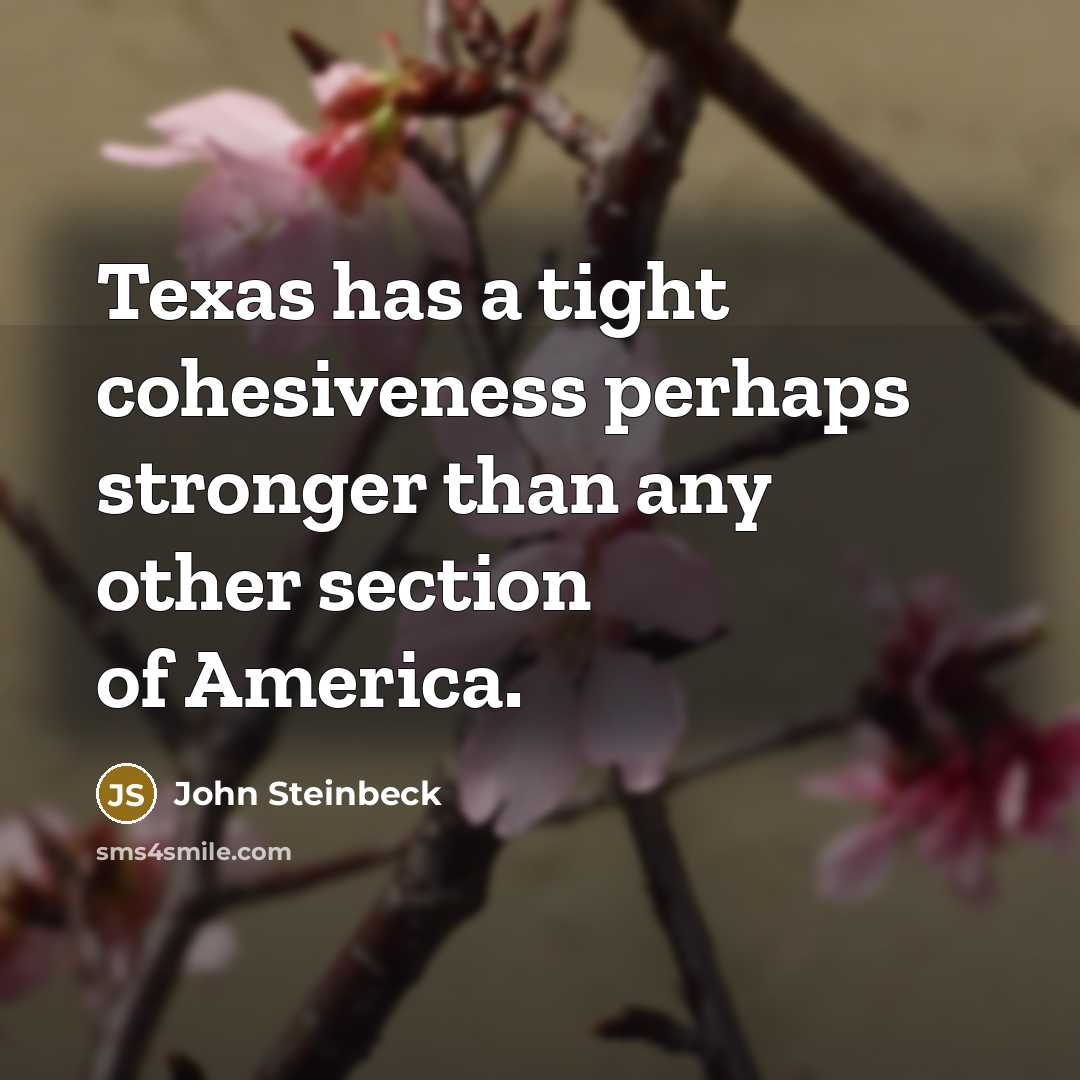 “Texas has a tight cohesiveness perhaps stronger than any other…” quote by John Steinbeck