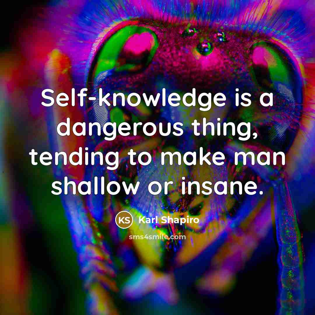 “Self-knowledge is a dangerous thing, tending to make man shallow…” quote by Karl Shapiro