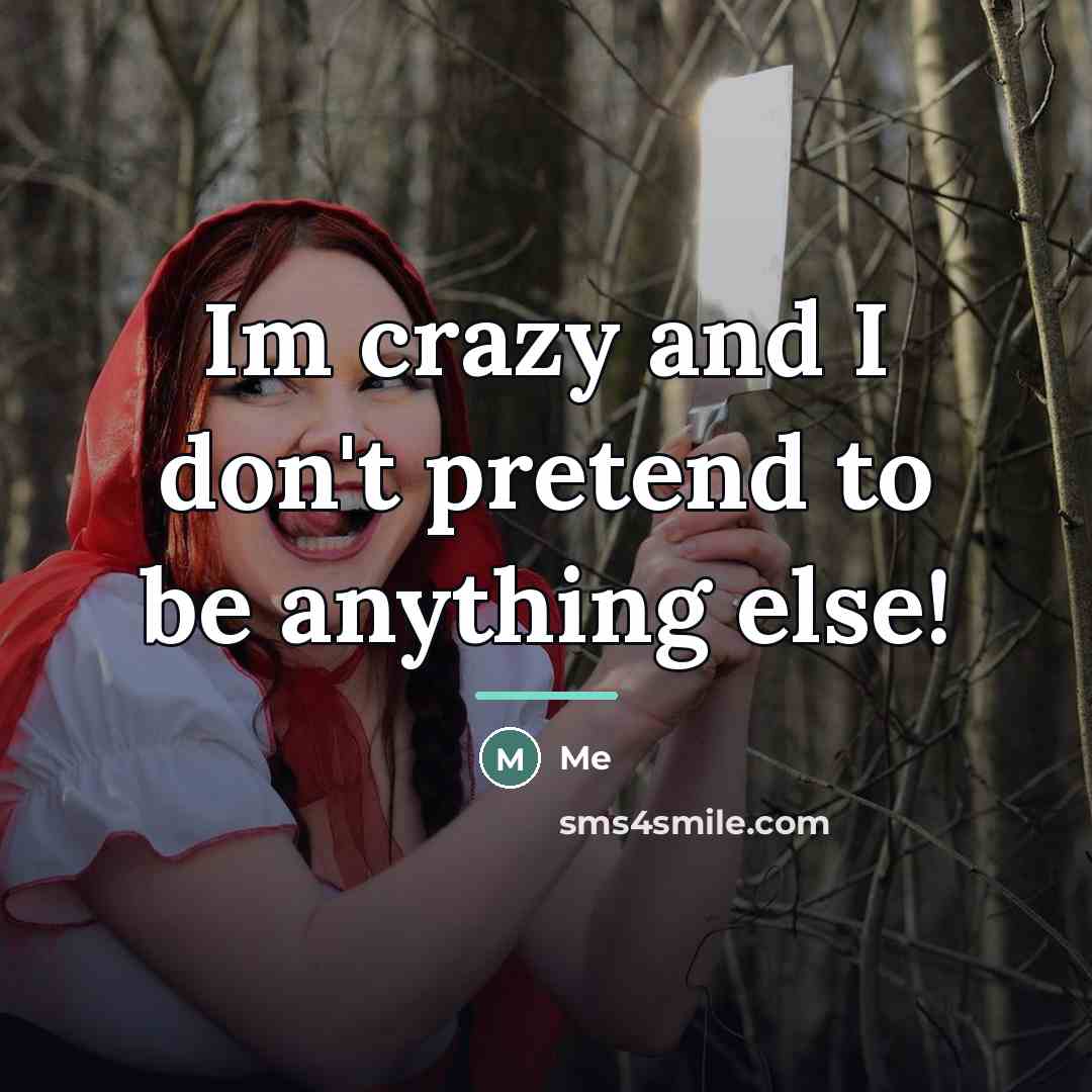 “Im crazy and I don't pretend to be anything else!…” quote by Me
