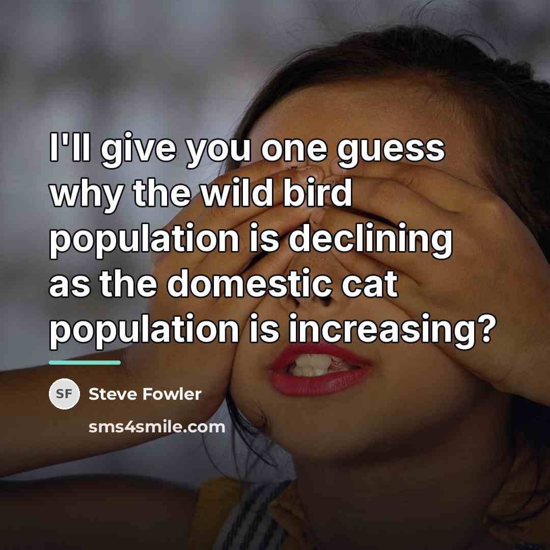 “I'll give you one guess why the wild bird population…” quote by Steve Fowler