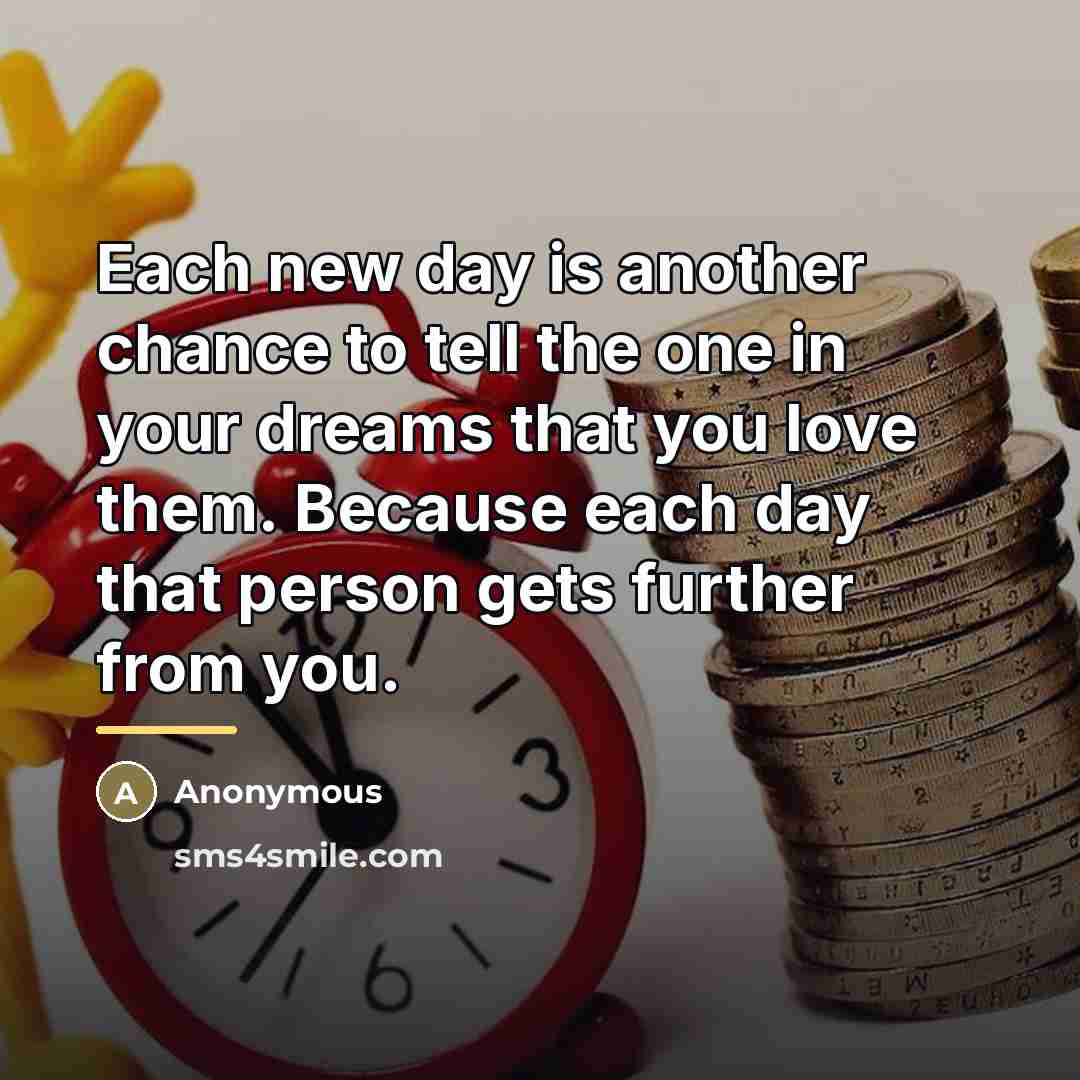 “Each new day is another chance to tell the one…” quote by Anonymous