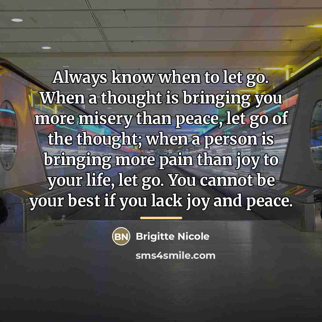 “Always know when to let go. When a thought is…” quote by Brigitte Nicole