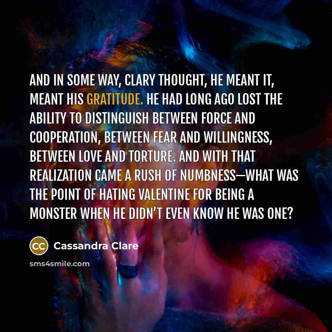 “And in some way, Clary thought, he meant it, meant…” quote by Cassandra Clare