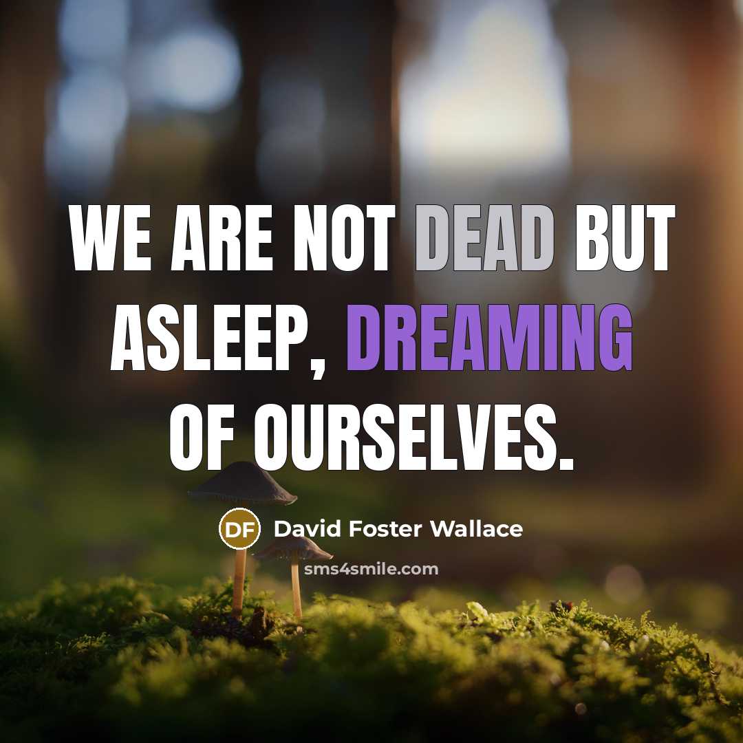 “We are not dead but asleep, dreaming of ourselves.” quote by David Foster Wallace