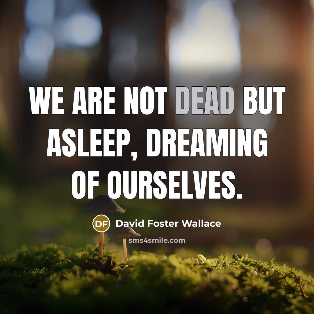 “We are not dead but asleep, dreaming of ourselves.…” quote by David Foster Wallace