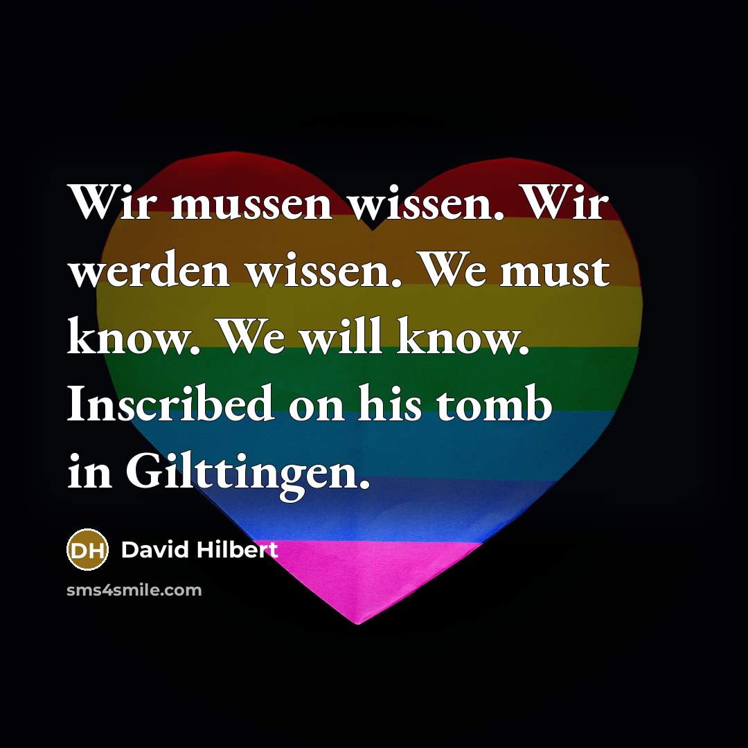 “Wir mussen wissen. Wir werden wissen. We must know. We…” quote by David Hilbert