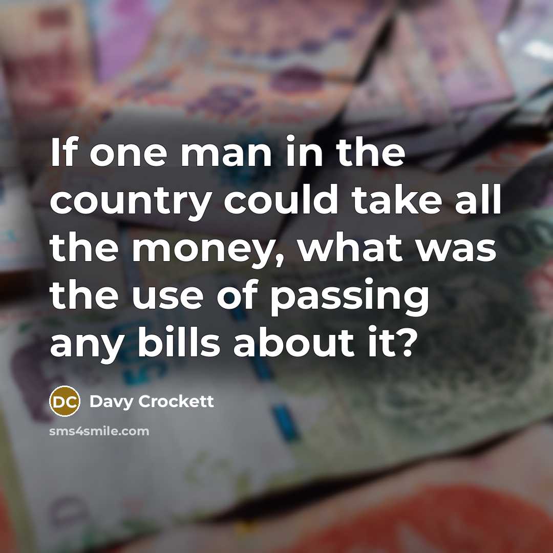 “If one man in the country could take all the…” quote by Davy Crockett