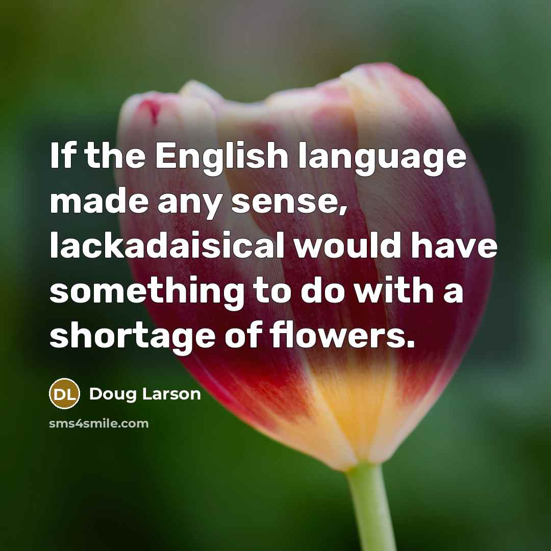 “If the English language made any sense, lackadaisical would have…” quote by Doug Larson