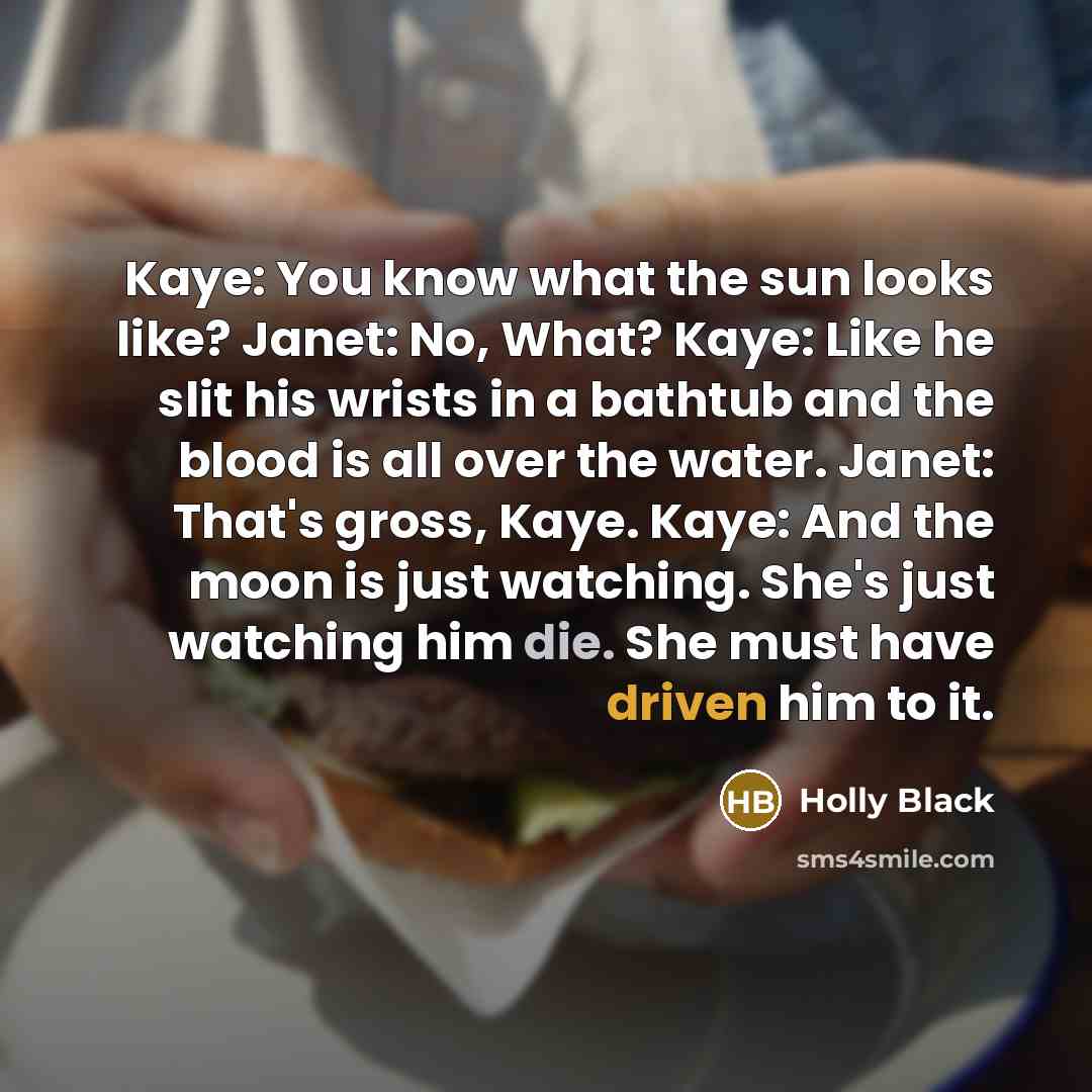 “Kaye: You know what the sun looks like? Janet: No,…” quote by Holly Black