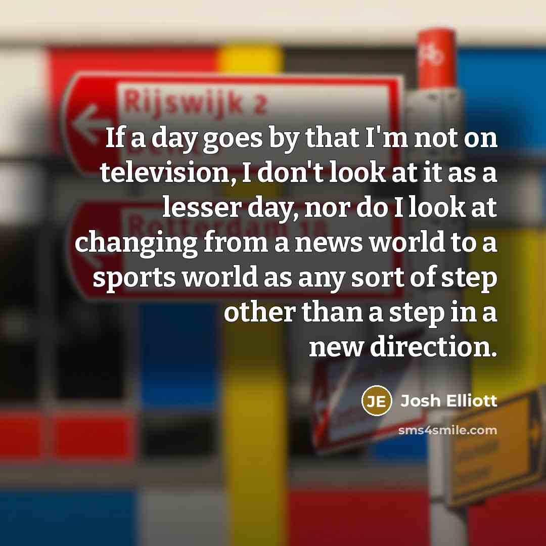 “If a day goes by that I'm not on television,…” quote by Josh Elliott