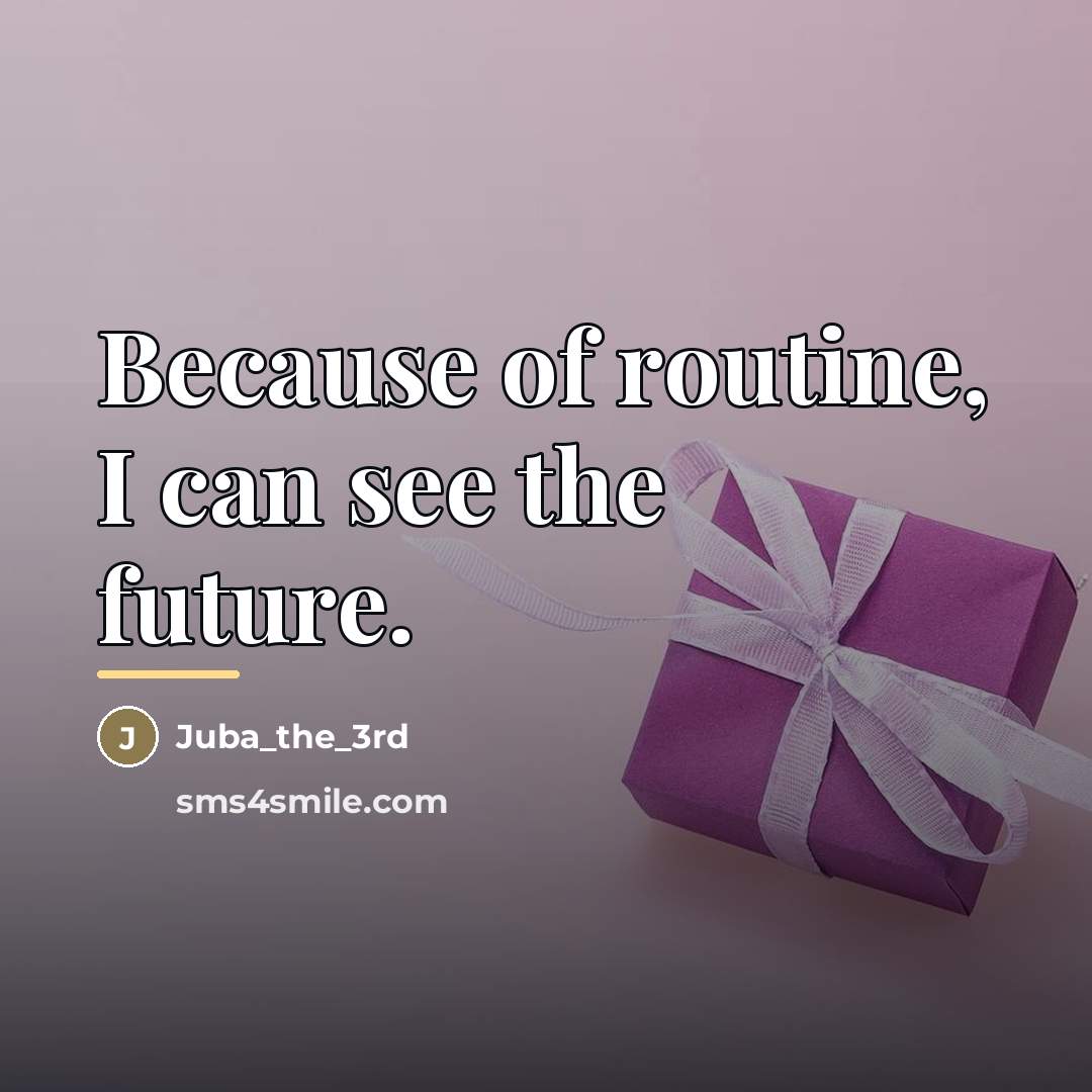 “Because of routine, I can see the future.…” quote by Juba_the_3rd
