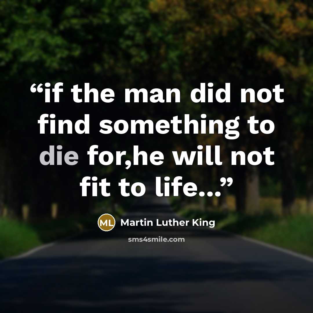 “if the man did not find something to die for,he will not fit to life...” quote by Martin Luther King