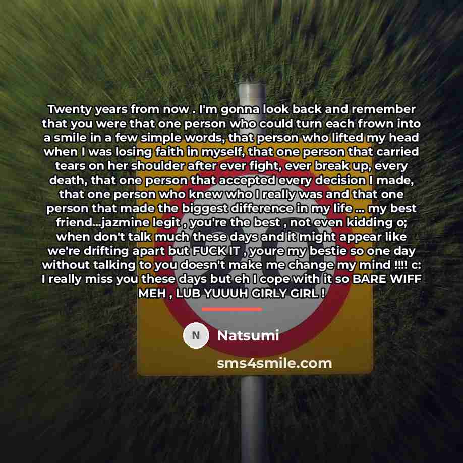 “Twenty years from now . I'm gonna look back and…” quote by Natsumi