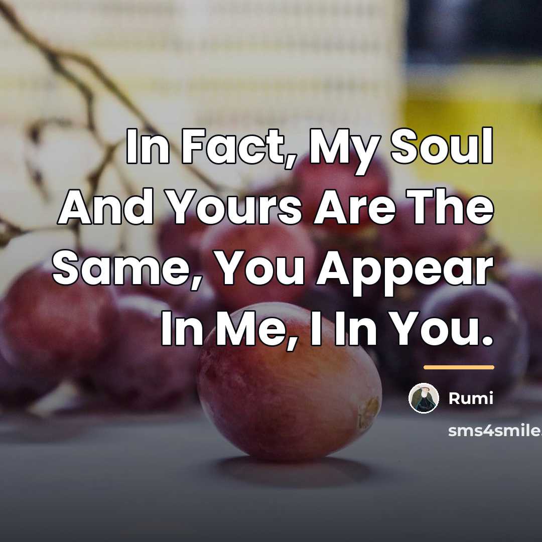 “In Fact, My Soul And Yours Are The Same, You…” quote by Rumi