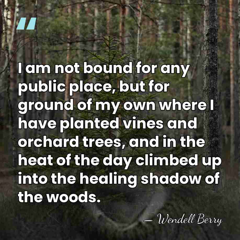 I am not bound for any public place, but for ground of&hellip; - Wendell Berry