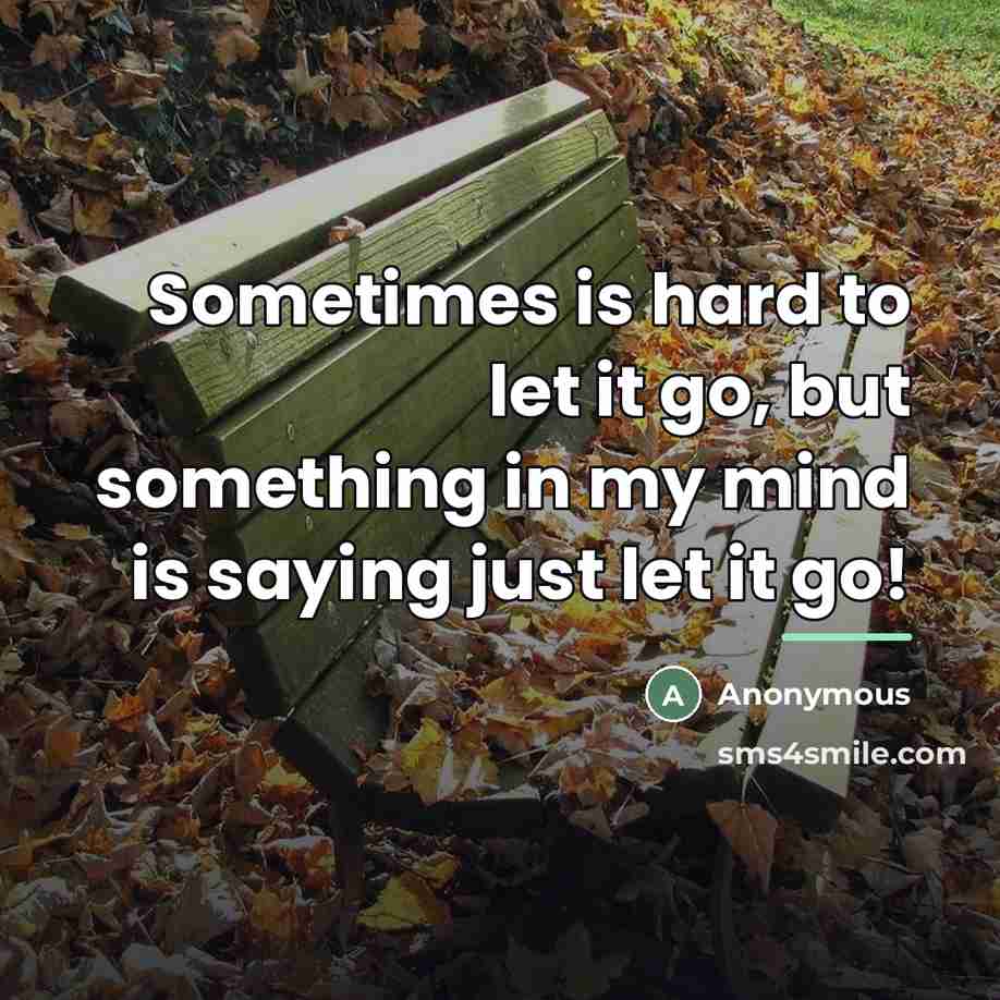 “Sometimes is hard to let it go, but something in…” quote by Anonymous