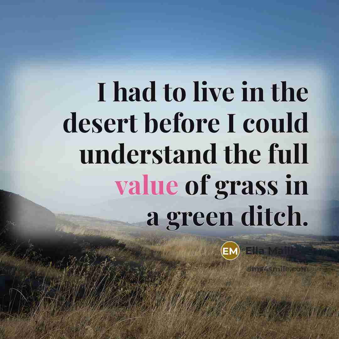 “I had to live in the desert before I could…” quote by Ella Maillart