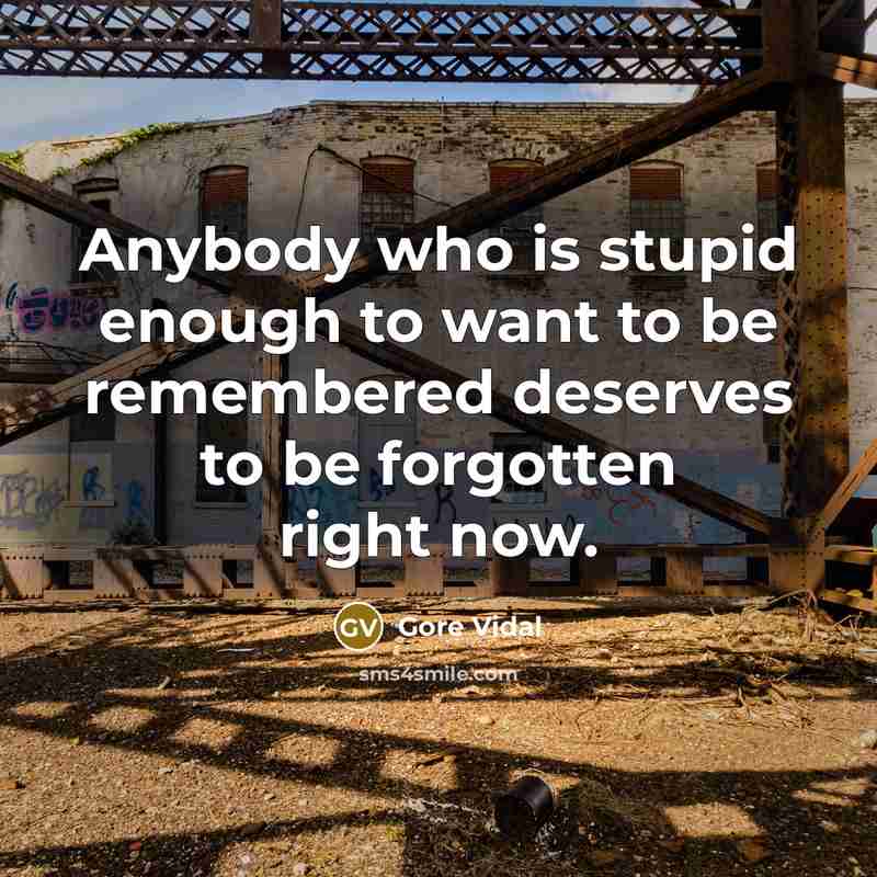 “Anybody who is stupid enough to want to be remembered…” quote by Gore Vidal
